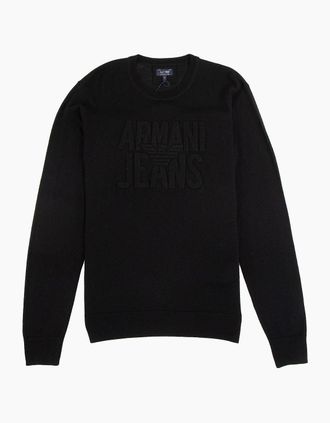 Armani Jeans Mens Armani Jeans Embossed Logo Lightweight Sweatshirt Nero - Black - Size: 46