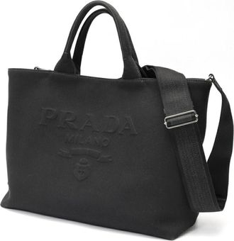 Prada Black Canvas Tote Bag (Pre-Owned)