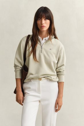 GANT Women Shield Half Zip Sweatshirt (XXL) COUNTRY BEIGE