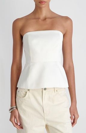 French Connection York Strapless Peplum Top in Summer White at Nordstrom, Size 10