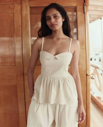 The Great. Verse Peplum Top In Natural