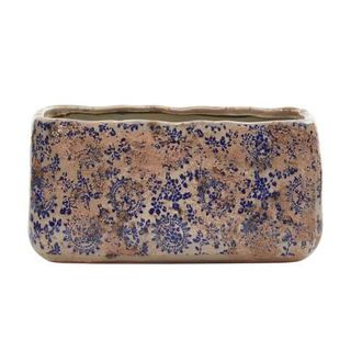 Nearly Natural 10-in Tuscan Ceramic Rectangle Planter in Blue at Nordstrom