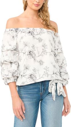 Vince Camuto Bubble Sleeve Off the Shoulder Top in Ultra White at Nordstrom, Size X-Large