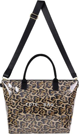 Generic Large PVC Tote Bag Adjustable Shoulder Strap Carrying Bag for Women (Leopard)