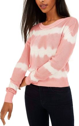 Crave Fame Womens Tie Dyed Crew Neck Sweater In Pink