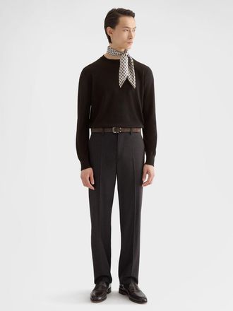 Agnona Mens Crewneck Sweater Brown Wool