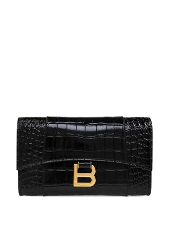 Balenciaga Hourglass crocodile-effect wallet - Black