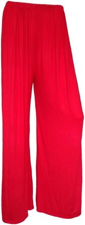 Generic Womens Plus Size Plain Palazzo Wide Leg Flared Ladies Trousers Pants UK 8-26 (XXL (20-22 UK), Red)