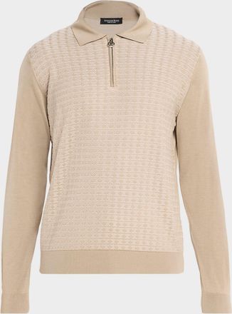 Stefano Ricci Men & apos;s Silk and Cotton Chain Link Polo Sweater