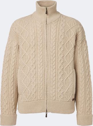 Polo Ralph Lauren Aran-knit wool and alpaca zip-up sweater