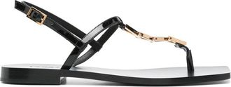 Versace Black V-Chain Sandals - Womens - Leather