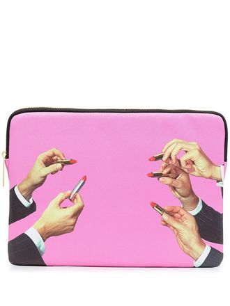 Seletti lipstick-print laptop case - unisex - Polyester/Polyurethane - One Size - Pink
