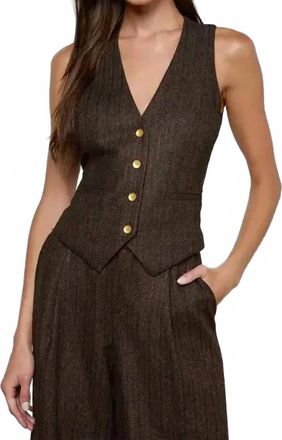 L'agence Drina V Neck Vest In Brown/ Bronze