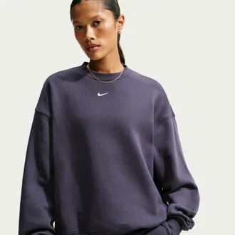 Nike Womens Studio Fleece Medium Weight Oversized Crew-Neck Sweatshirt in Grey | IM8082-013