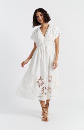 Chinti and Parker Broderie Dress in Cream at Nordstrom, Size Medium