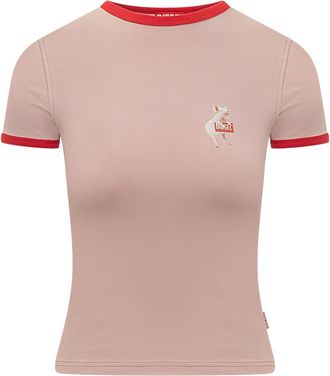 Diesel Pink Logo Crew Neck T-Shirt