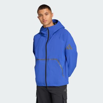 adidas Mens MYSHELTER CLIMAPROOF Rain Jacket - Sapphire - Size Medium