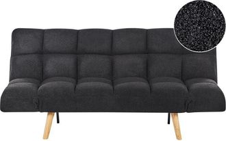 Beliani Beliani - Sof&aacute; Cama Moderno De Boucl&eacute; Clic-clac De 3 Plazas Con Reposabrazos Ajustables Negro Ingaro