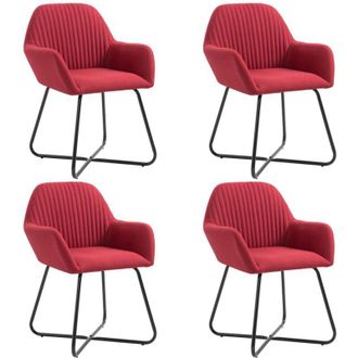 vidaXL Sillas De Comedor 4 Unidades De Tela Color Vino Tinto Vidaxl