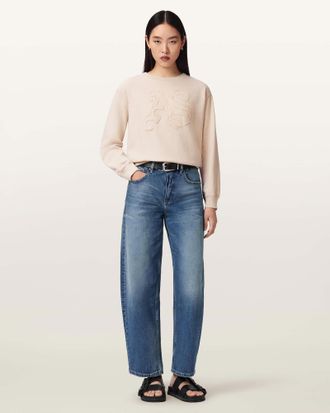 AllSaints Cotton Insignia Pippa Crew Neck Sweatshirt, Size: XS