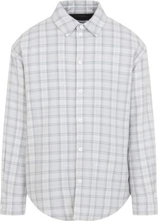 Off-white Overhemden, Heren, Grijs, XL, Wol, Flanellen Wol Overshirt Gevoerde Jas