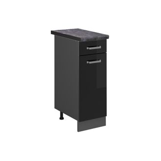 Vicco Mueble Bajo De Cocina R-line, Negro Brillo Intenso, 30 Cm, Et Antracita