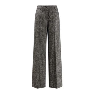 Dolce & Gabbana Wollen broek met gestreepte print - Dames - Wijde Broeken - Veelkleurig - S - Wol - Broeken