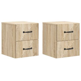vidaXL Mesita De Noche De Pared 2 Pcs Roble Sonoma 34,5 X 33 X 40 Cm Vidaxl