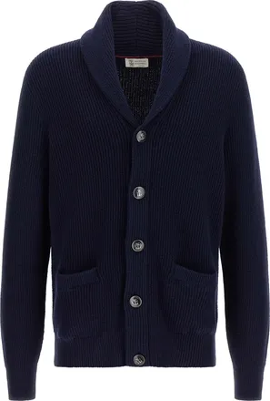 Brunello Cucinelli Blue Cotton Mens Cardigan