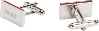 HUGO BOSS Logo Manchetknopen in Gepolijst Messing met Emaille Accenten - Heren - Manchetknopen - Roze - ONE Size - Accessoires