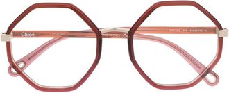 Chlo&eacute; hexagonal-shaped frame glasses - unisex - Bio Acetate - 53 - Brown