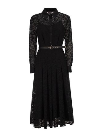 Max Mara Black Alenon Lace Midi Shirt Dress
