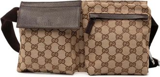 Gucci Marsupio Double Pocket in tela GG con tasche 2000-2015 - Marrone