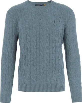 Polo Ralph Lauren Truien & Vesten, Heren, Blauw, XL, Wol, Pullover van scheerwol en kasjmier met kabelsteek
