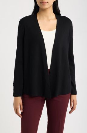 Anne Klein Side Slit Cardigan in Anne Black at Nordstrom, Size X-Large