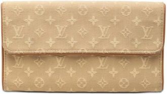 Louis Vuitton Pre-owned Monogram Mini Long Wallet (Tri-fold) - Dames - Vintage Accessoires - Beige - ONE Size - Leer - Vintage