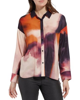 Lyss&eacute; Printed Stitched Satin Shirt
