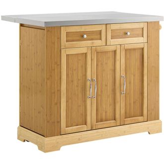 SoBuy SoBuy Isola Cucina su Ruote con Piano di Lavoro Estendibile, Mobiletto Salvaspazio, Carrello da Cucina con Ruote, con Due Cassetti e Ripiano