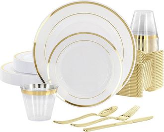Elama 150pc Disposable Plastic Dinnerware Party Set