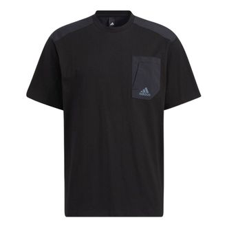 adidas Mens adidas Solid Color Round Neck Pullover Short Sleeve Black T-Shirt HD0042