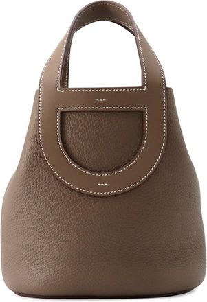 Herm&egrave;s Etoupe Gray Taurillon Clemence Leather Swift Leather Tote Bag (Pre-Owned)