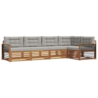 vidaXL Set Di Divani Da Esterno 5 Pz Grigio Naturale E Chiaro Vidaxl