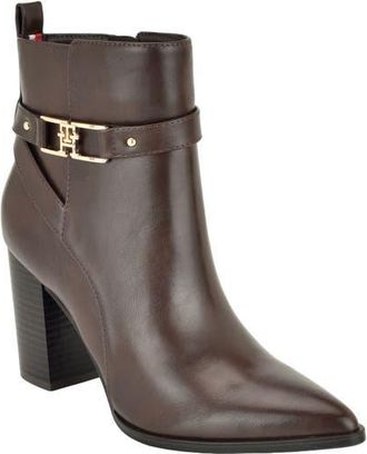 Tommy Hilfiger Midna Faux Leather Bootie in Mid Brown at Nordstrom, Size 8.5