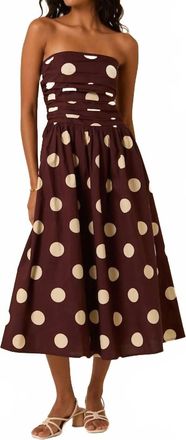 Nobody's Child Felicity Polka Dot Bandeau Midi Dress In Brown, White