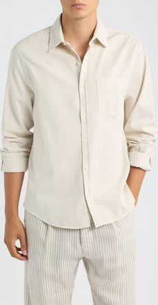 Alex Crane Organic Cotton Twill Long Sleeve Shirt in Cream at Nordstrom, Size X-Large