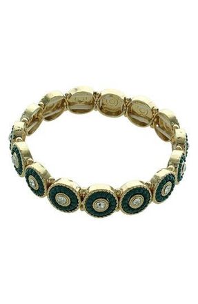 Olivia Welles Full Circle Stretch Bracelet in Gold/Green/Clear at Nordstrom Rack