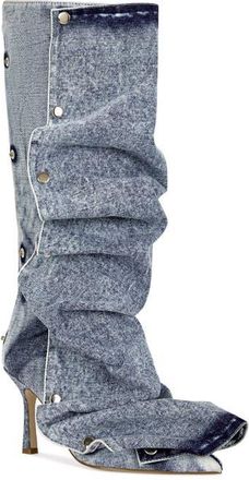 Azalea Wang Imogine Knee High Slouch Boot in Denim at Nordstrom, Size 7.5