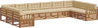 vidaXL Juegos De Sof&aacute;s 5 Uds. Natural Y Beige Madera De Acacia S&oacute;lida Vidaxl