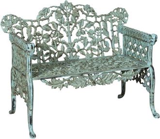 Biscottini International Biscottini - panchina da esterno in ghisa 110X56,5X86 cm - Panchina da giardino bianca anticata - Panchine da giardino da esterno