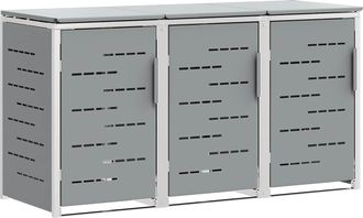 vidaXL Almacenamiento De Contenedor Con Ruedas Acero Inoxidable Gris Vidaxl